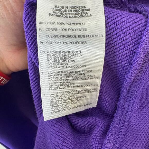 Adidas Purple Hooded Pullover Lighter Weight Logo Pocket Pouch Sweatshirt Size S - Picture 6 of 6
